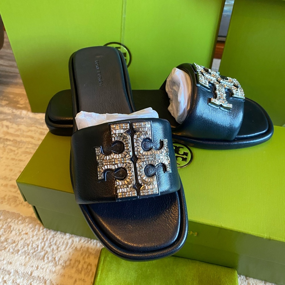 Tory Burch Double T Deco Sport Slide Sandals